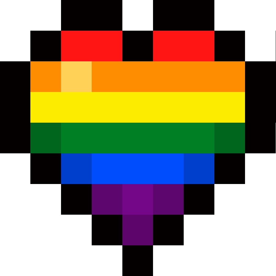 a pixel-art rainbow pride heart